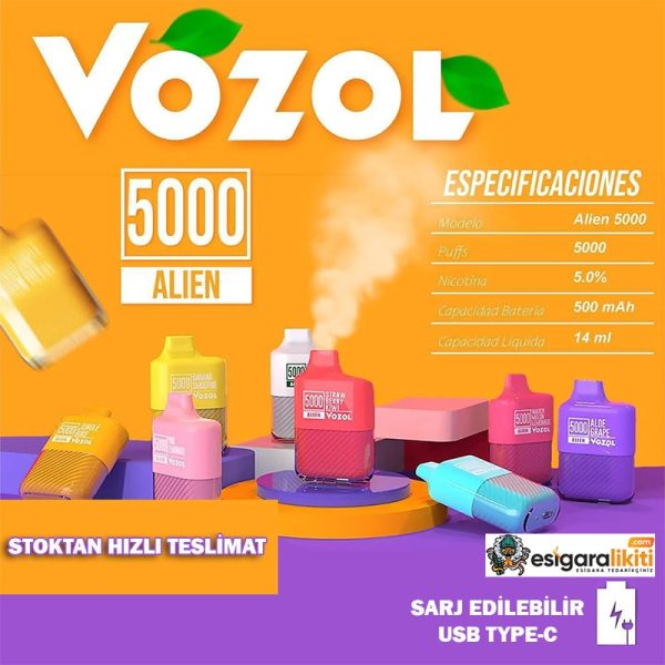 vozol alien 5000 puff bar 0